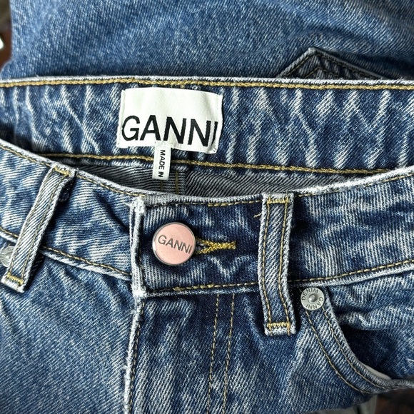 GANNI 90s Organic Cotton Stone Wash Denim High Rise Cropped Bootcut Leg Jeans 27 - Picture 6 of 10